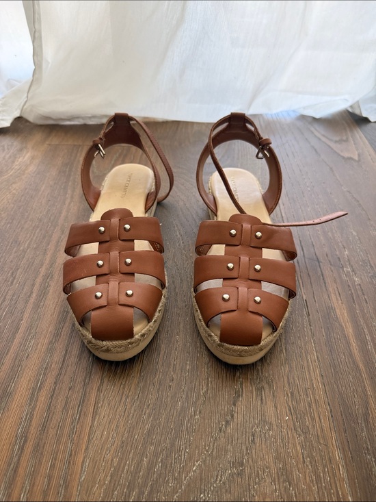 Vince Camuto Shoes - Vince Camuto Brown Leather Espadrille Sandals with Ankle Strap (Fisherman style)
